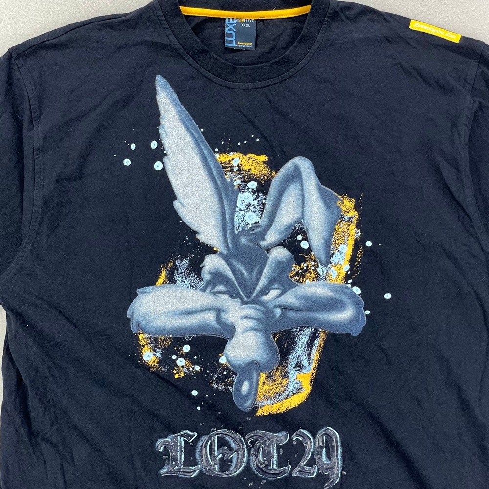 VTG Y2K Lot 29 Luxe T-Shirt Mens‎ 3XL Wile E. Coyote Graphic Tee Baggy Ringer